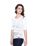 White Color Cotton Casual T-Shirts For Girls With Graphical Print Ladyindia27