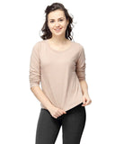 Skin Color Plain Casual T-Shirts For Girls Ladyindia47