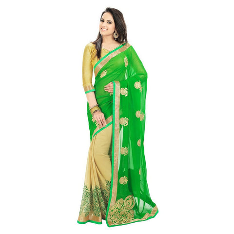 Designer Green Colour Chiffon Saree