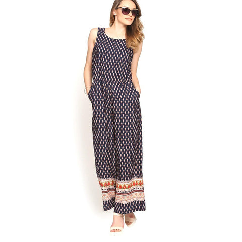 Palazzo Jumpsuit Blue Color Printed Jumpsuits For Women