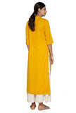 Yellow Color Plain Long Cotton Kurta For Women A092