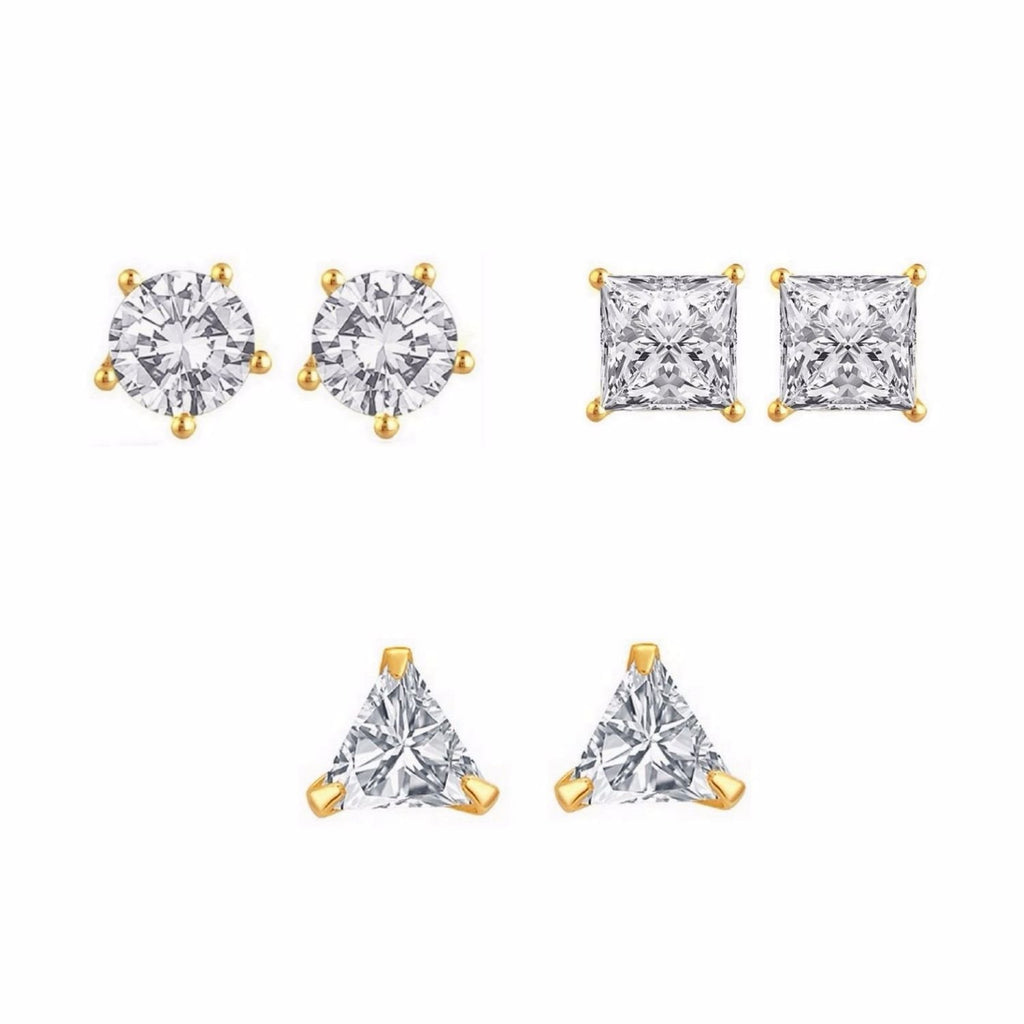 Single stone earrings round white zircon Brilliant Sterling Silver 925   yellow gold plating VOGUE  Vogue Watches