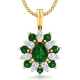 Green Petals Flower Designer Pendent 18k Gold And Diamond Pendant For Women 