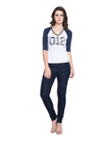 Blue & White Color Casual T-Shirts For Girls With Graphical Print Ladyindia22