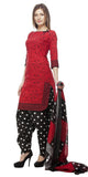 Cotton Red And Black Salwar Suits With Duptta Dress Material Polka Dot Print Bottom
