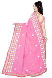 Pink Color Chiffon Sarees With Embroidery Work S033