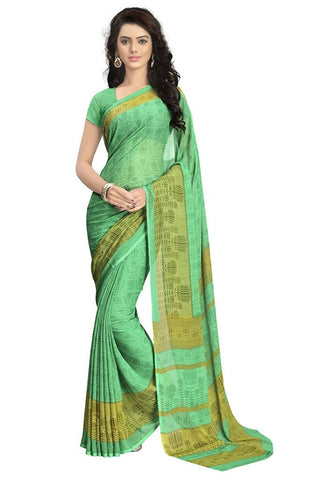 Green Color Printed Designer Georgette Sarees S093