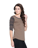 Brown Color T- Shirts For Girls s Online Casual Cotton Printed T-Shirts For Girls Ladyindia23
