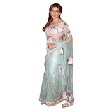 Bipasha Basu Multicolor Net Saree With Floral Embroidery Designer Net Sarees