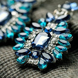 Deisginer Stone Blue Crystal Tear Drop Earrings For Women