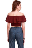 Maroon Color Crop Tops For Women With Frill Ladyindia56