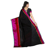 Designer Casual Wear Black Silk Cotton Sari Pure Cotton Silk Sarees With Broad Border