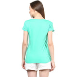 Green Color Casual T-Shirts For Girls With Graphical Print Ladyindia13