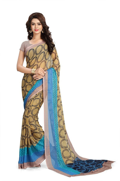 Beautiful Georgette Sarees With Circle Print Work  S079