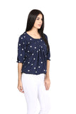 Casual Tops Navy Blue Color Polyster Top With Star Print Ladyindia66