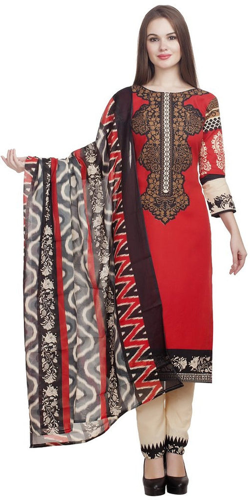 Buy Red Cotton Printed Unstitched Dress Material - Amara Online at Best  Price | Distacart