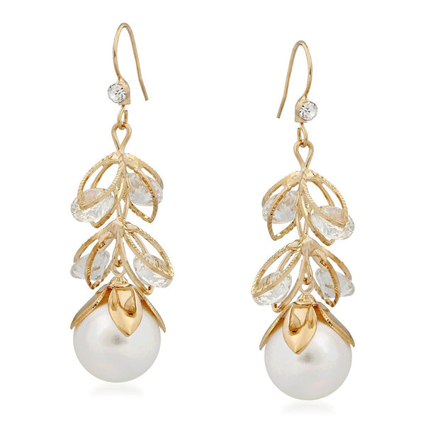 Designer Jewellery Pearl Drop Gold Plated Alloy Drop Earring Set For Women