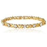 Gold Plated Brass Alloy With Crystal Single Strand Bracelet For Women