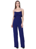 Fancy Jumpsuits Sleeveless Blue Jumpsuit With Ruffled