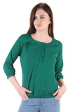 Casual Tops Dark Green Color Polycrepe Printed Tops Ladyindia88