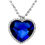 Blue Heart Necklace Pendant With Chain Gold Plated Jewellery For Women