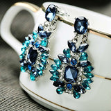 Deisginer Stone Blue Crystal Tear Drop Earrings For Women