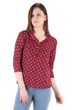Casual Tops Maroon Color Polycrepe Printed Tops Ladyindia83