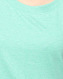 Sea Green Color Plain Casual T-Shirts For Girls Ladyindia49