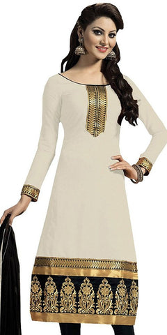Women's Cotton Unstitched Dress Material Designer Office Wear Lace Work Urvashi Rautela Suit