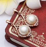 Designer Silver Shoppee Yellow 18k Yellow Gold Plated Cubic Zirconia And Pearl Studded Alloy Dangle & Drop Earrings For Women