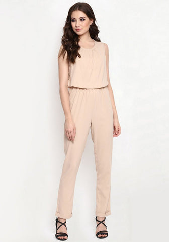 Latest Beautiful Skin Color Sleeveless Jumpsuit