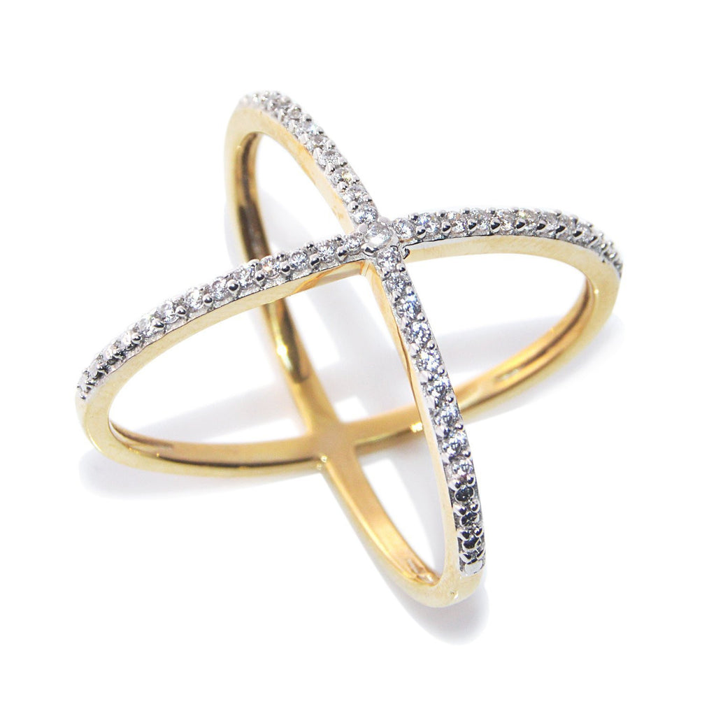 Gold Alloy Flower Design American Diamond Ring (SJ_4101) – Shining Jewel