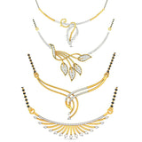 Combo Of Four Designer American Diamond Mangalsutra Pendant With Chain And Earrings For Women