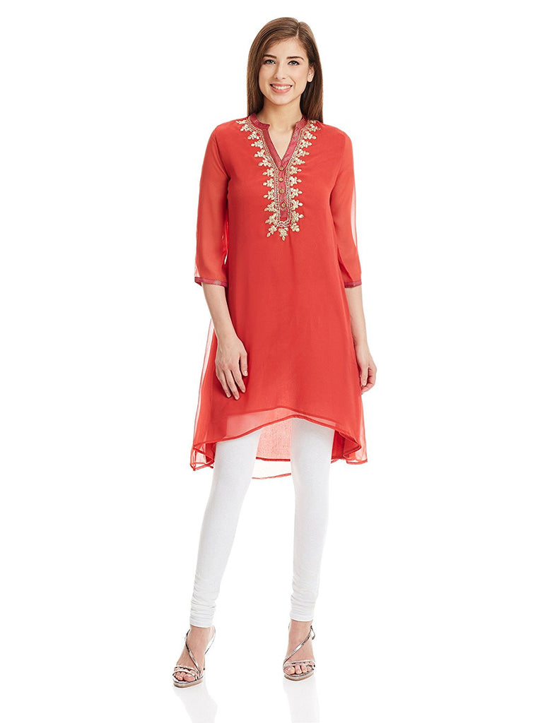 Red Color Anarkali Kurti with Cotton Pant and Dupatta