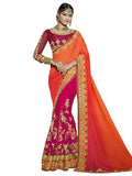 Designer Wedding Pink Georgette Party Wear Zari Embroidery,Stone,Sequins,Beads,Border Saree