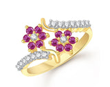 Designer Jewellery Lady Touch Combo Of Ruby 24k Gold Plated Cubic Zirconia Rings For Girls & Women