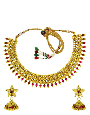 Jewellery Maroon Colour Designer Classy Shimmering Stone And  Beads Traditional Classy Necklace Set For Women