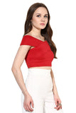 Shop Latest Red Bandage Bardot Off-Shoulder Crop Top For Girls Ladyindia97