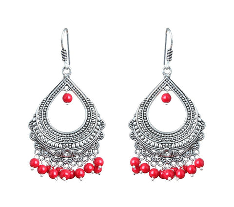 Elegant Pair Of Ten Color Pearls Silver Plated Bali Dangle & Drop Earring For All Occasions Wedding & Summer Collection