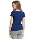 Navy Blue Color Cotton Casual T-Shirt For Girls Ladyindia29