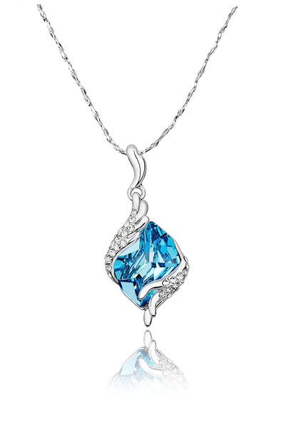 Crystal Angel Guardian 925 Silver Blue Crystal Pendant For Women