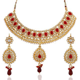 Maroon Kundan Necklace Set For Women