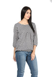 White & Black Polyster Top With Zigzag Pattern Ladyindia90