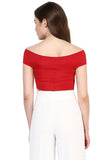 Shop Latest Red Bandage Bardot Off-Shoulder Crop Top For Girls Ladyindia97