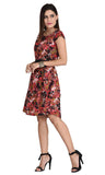 Designer Multicolor Casual Wear Polyester Floral Cap Sleeves Midi Dress For Girl