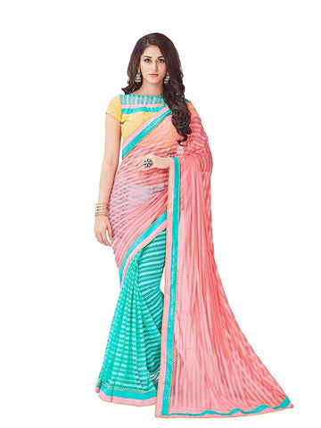 Multicolor Net Saree Printed Saree For Women