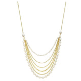 Alloy Pearl Stud White Chain Necklace For Women