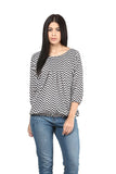 White & Black Polyster Top With Zigzag Pattern Ladyindia90