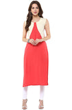 Latest Women's Pink Casual Crepe Kurti