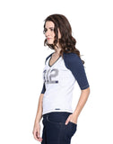 Blue & White Color Casual T-Shirts For Girls With Graphical Print Ladyindia22
